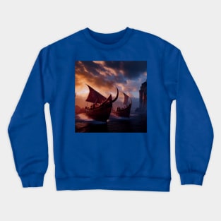 Viking Raiders on Longships Crewneck Sweatshirt